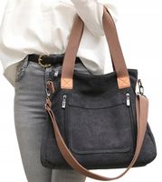 TORBA TOREBKA DAMSKA NA RAMIĘ POJEMNA MOCNA CZARNA MIEJSKA LISTONOSZKA