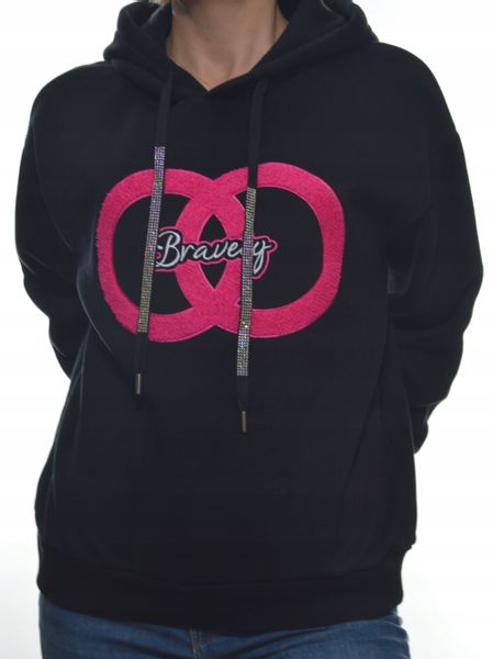 Damska bluza dresowa z kapturem uni czarny zdjęcie 2