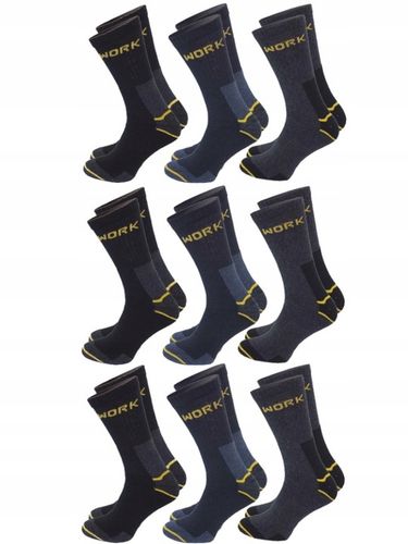 9x Skarpety robocze WORK grube SUPER MOCNE wzmacniane skarpetki frotte BHP na Arena.pl