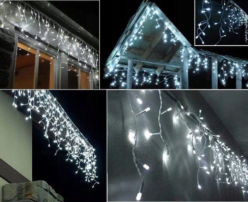 LAMPKI ZEWNĘTRZNE ŚWIĄTECZNE SOPLE 300 LED BIAŁE ZIMNE STAŁE + FLASH 12m na Arena.pl