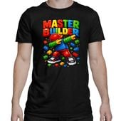 Master builder - męska koszulka na prezent L Czarny T-shirt  KLOCKI LEGO