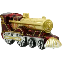 Bombka choinkowa szklana: Lokomotywa retro: złota