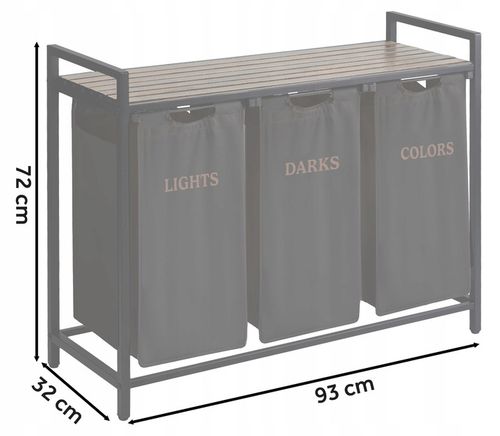KOSZ NA PRANIE TRZYKOMOROWY BIELIZNĘ DUŻY POJEMNIK Z POKRYWĄ 3 KOMORY na Arena.pl
