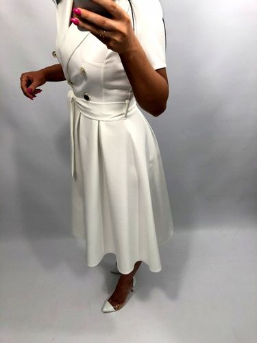 Sukienki Damskie na Komunię Chrzciny Wesele Elegancka Rozkloszowana Róż M na Arena.pl