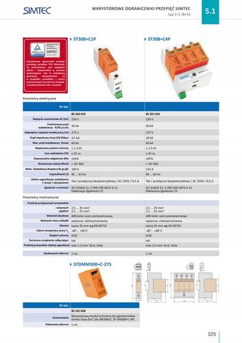 Ogranicznik przepięć warystorowy typ 1+2 4P 230V IP20 Simet 85201010 na Arena.pl