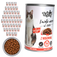 TufTuf mokra karma dla kota Wołowina puszka 48x415g Kawałki w sosie