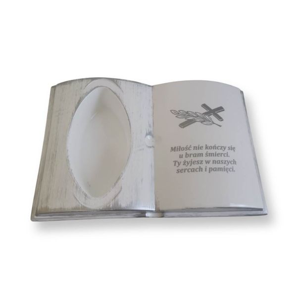 KSIĘGA na grób Podkład do stroików sztucznych Biała ze srebrnym zdjęcie 1