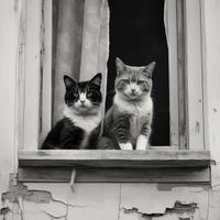 Plakat 100x100cm Para w Oknie