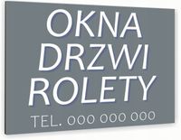 nadruk UV TABLICZKA reklamowa szyld OKNA DRZWI ROLETY DIBOND 40x30 CM