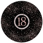 Talerzyki papierowe 18 urodziny konfetti rose gold, 23 cm 8 szt.