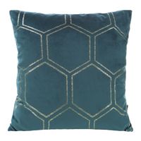 Poszewka welwetowa ze złotym nadrukiem HONEY 45x45 ciemnoturkusowa