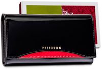 duży skórzany portfel damski z portmonetką na bigiel rfid - peterson