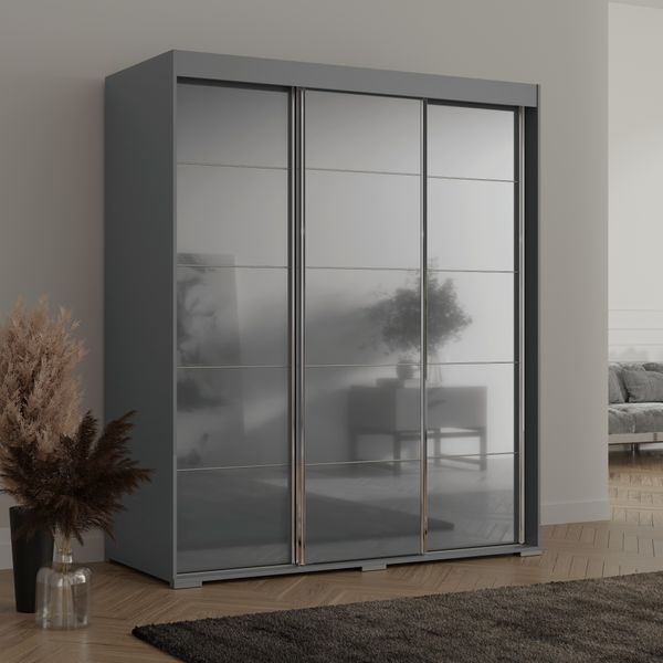 Szafa przesuwna Como 3D 180 Szara (lacobel) zdjęcie 3