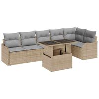 Zestaw Sof na Ogród 7 pcs Beżowy 100 x 55 x 73 cm Polirattan