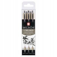 2 x Zestaw 3szt cienkopisów SAKURA Pigma Micron CZARNE archiwalne 005 01 03