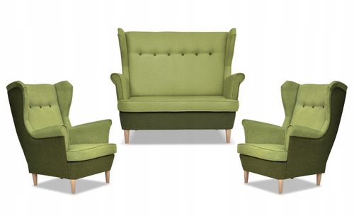 Zestaw wypoczynkowy ARI DUO sofa fotele Family Meble zielono - zielony na Arena.pl