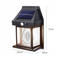 LAMPA SOLARNA LED LATARNIA KINKIET ŚCIENNY Z CZUJNIKIEM RUCHU I ZMIERZCHU