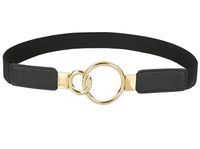 Pasek wąski dwa koła Damski do sukienki Elastyczny H72_Czarny