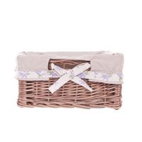 Wiklinowy Kosz na Regał Skrzynka z Wikliny Obszyta Tkaniną 30x30 H15 cm