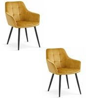 Krzesła do salonu VARSI curry welur zestaw 2 szt podłokietniki