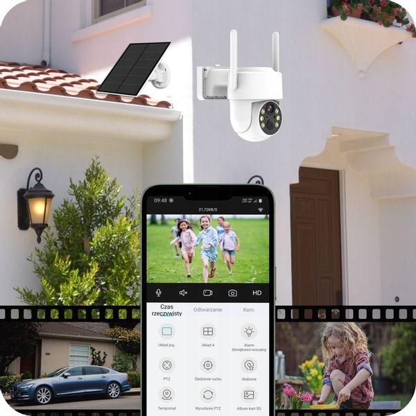 SOLARNA KAMERA WIFI 4MPX SMART ZEWNĘTRZNA OBROTOWA IP BEZPRZEWODOWA ALARM zdjęcie 3