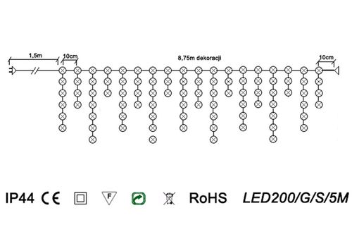 Kurtyna sople LED-200/G/S/5M zimna 8,75m FLASH na Arena.pl