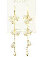 SUBTELNE kolczyki z perłami długie wiszące kwiatki KOKONET 3-0337