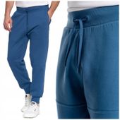 Ocieplane Spodnie Męskie Dresowe Joggery Bawełniane Niebieskie MORAJ L