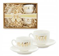 Prezent Na Dzień Mamy Matki Taty Ojca Komplet Limitowany Filiżanek Złocone