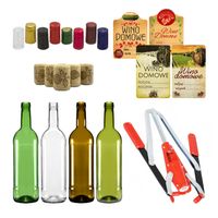 40x butelek na wino z korkami, etykietami, kapturkami + KORKOWNICA