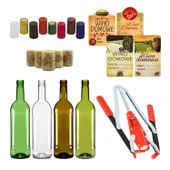 40x butelek na wino z korkami, etykietami, kapturkami + KORKOWNICA