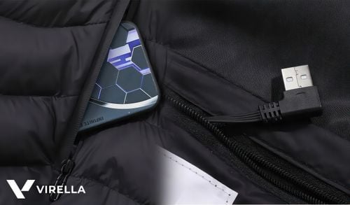 KURTKA ZIMOWA Z KAPTUREM PIKOWANA PODGRZEWANA 21 STREF USB XL + POWERBANK na Arena.pl