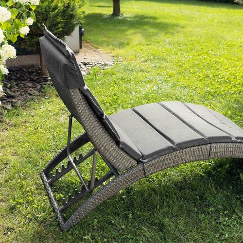 Leżak ogrodowy składany regulowany na balkon taras technorattan z poduszką na Arena.pl
