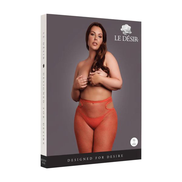 Shimmering Cut-Out Tights - Plus Size - Red/Gold Glitter zdjęcie 2