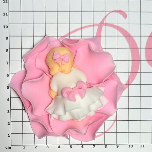 BOBAS CUKROWY na Płatkach różowy tort dekoracja chrzest roczek ozdoba na Arena.pl