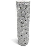 WAZON CERAMICZNY SREBRNY WYSOKI FLAKON PODŁOGOWY NA TRAWY GAŁĄZKI 50 cm