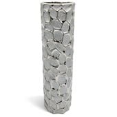 WAZON CERAMICZNY SREBRNY WYSOKI FLAKON PODŁOGOWY NA TRAWY GAŁĄZKI 50 cm
