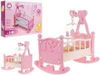 XXL duże ŁÓŻECZKO KOŁYSKA + karuzela + akcesoria dla lalki ŁÓŻKO ZABAWKA