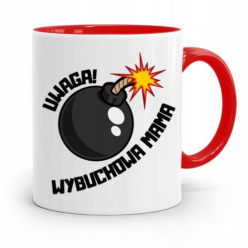 Kubek Czerwony Prezent Dla Mamy Wybuchowa Mama Z Nadrukiem Ze Zdjęciem na Arena.pl