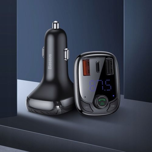 BASEUS ŁADOWARKA TRANSMITER FM BLUETOOTH 5.0 QC3 2x USB i USB-C TYP C na Arena.pl