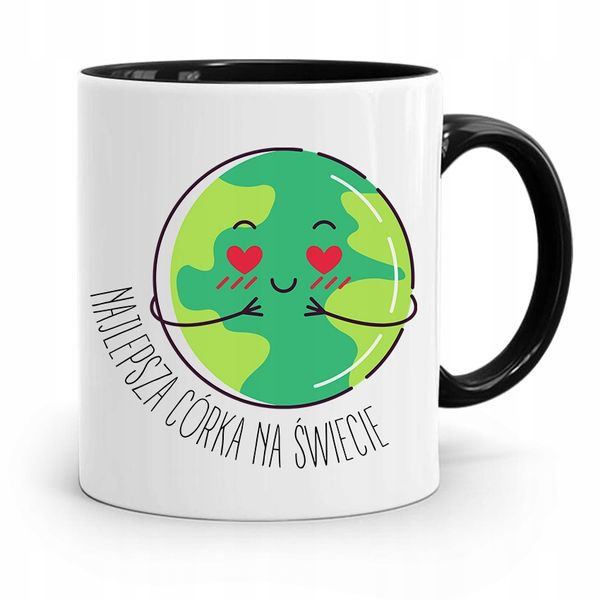 Kubek Czarny Prezent Dla Córki Najlepszej Córki Z Nadrukiem Ze Zdjęciem zdjęcie 1