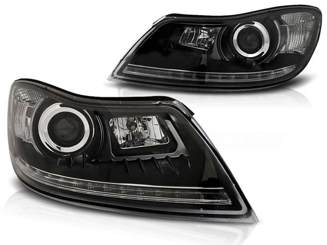 LAMPY REFLEKTORY SKODA OCTAVIA II 09-12 DAYLIGHT BLACK LED zdjęcie 1
