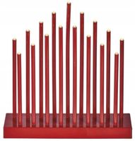 Dekoracje Świecznik czerwony 17 LED 28 cm na baterie ciepła biel IP20 timer