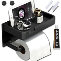 UCHWYT NA PAPIER TOALETOWY WIESZAK WC CZARNY STALOWY METALOWY LOFT Z PÓŁKĄ