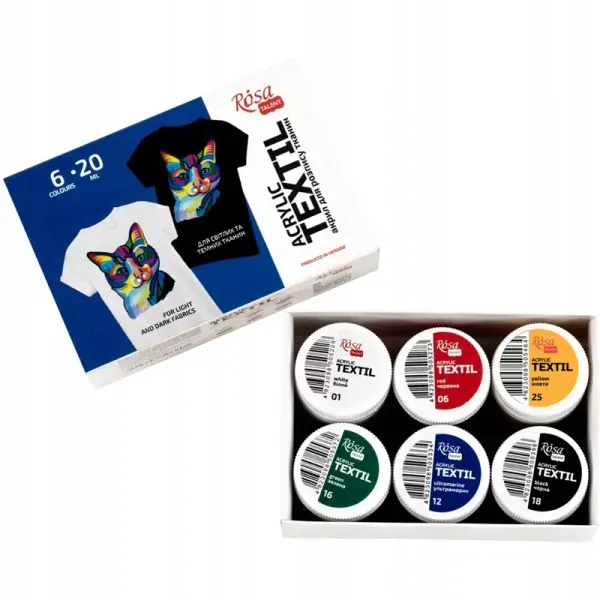 Farby do tkanin 20ml 6 kolorów zdjęcie 1