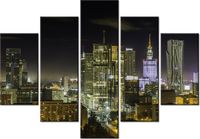 105CM 150CM OBRAZ 5 ELEM WARSZAWSKIE ŚRÓDMIEŚCIE NOCĄ DRUK