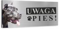 Tabliczka UWAGA ZŁY PIES - PITBULL aluminiowa 3D