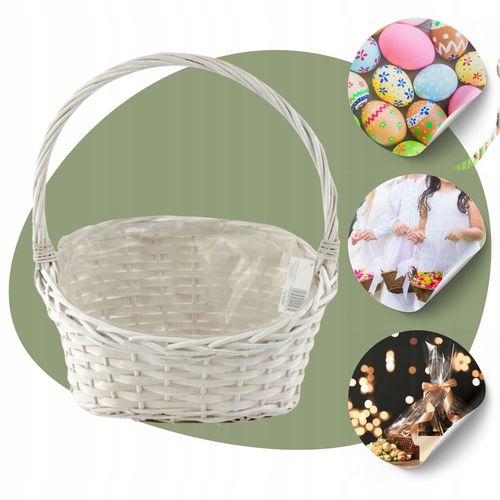 KOSZ PREZENTOWY DELIKATESOWY BIAŁY WIKLINOWY KOSZYK ŚLUB WESELE na Arena.pl