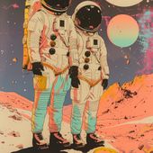 Plakat 90x90cm Astrounauci Kosmonauci