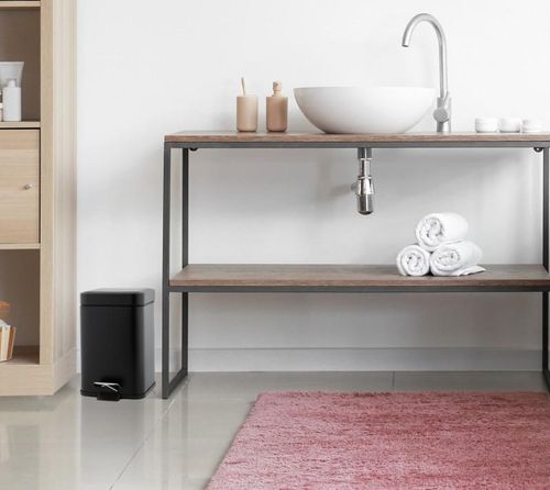 Zestaw Łazienkowy Czarny Kosz 3L Soft Close Stojak na Papier ze Szczotką WC na Arena.pl